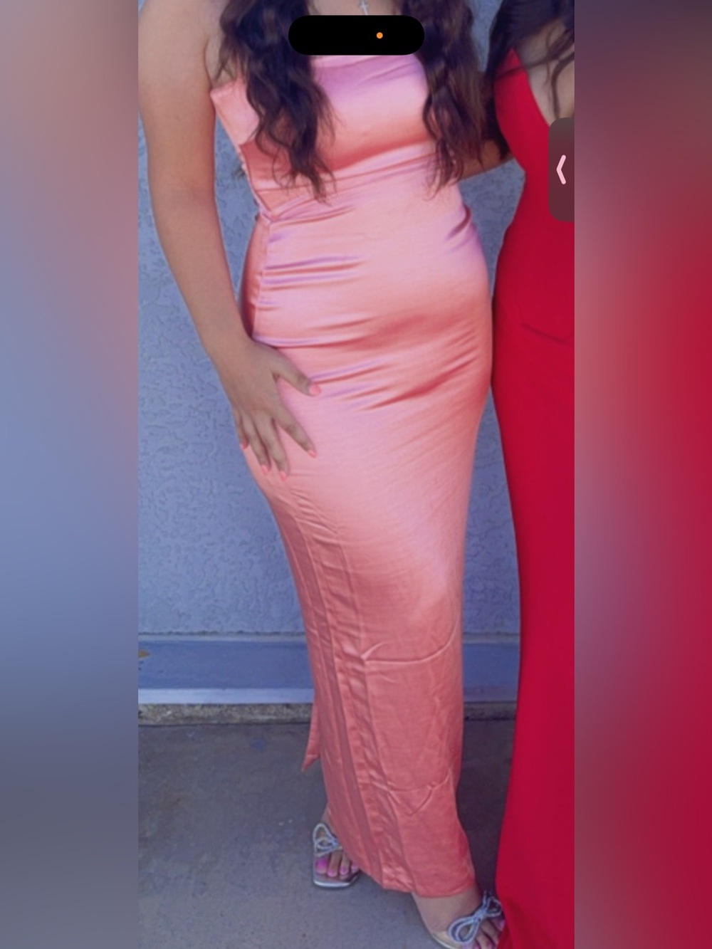 House of CB Satin Coral-Pink Midi Dress